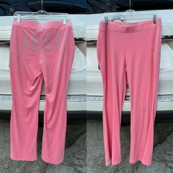 Juicy Couture Pink Velvet Flare Pants Sweatpants Size Medium - Picture 1 of 5